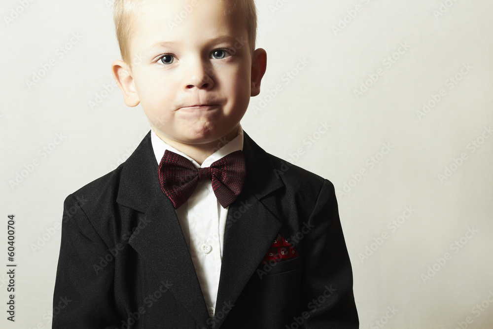 Fashionable Little Boy in Bow tie.Child in Black Suit Fashionable Little Boy in Bow tie.Child in Black Suit