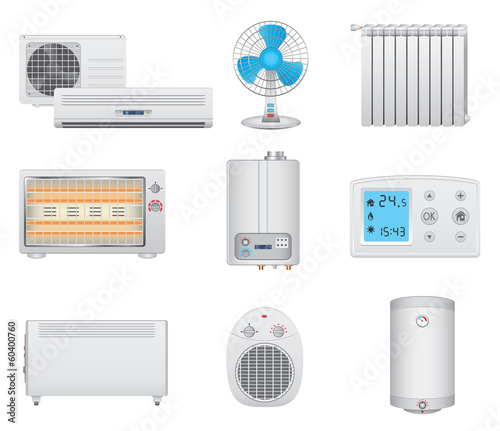 Heating and air conditioning icons
