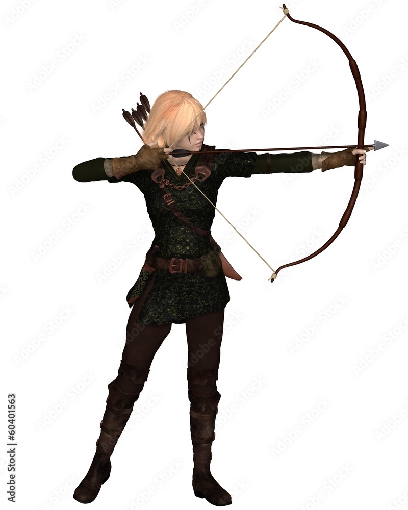 Blonde Female Archer Standing