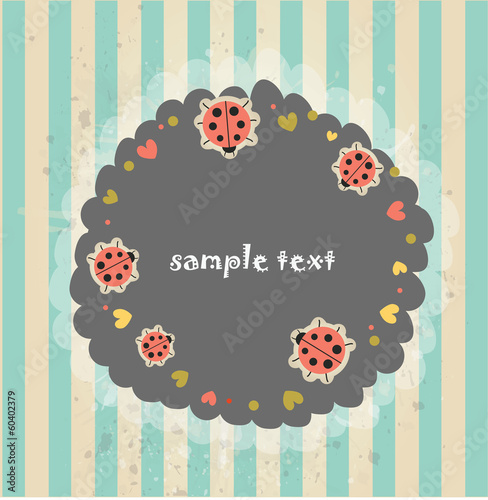 Retro styled background with ladybugs