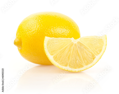 Lemon and Slice Isolated on White Background
