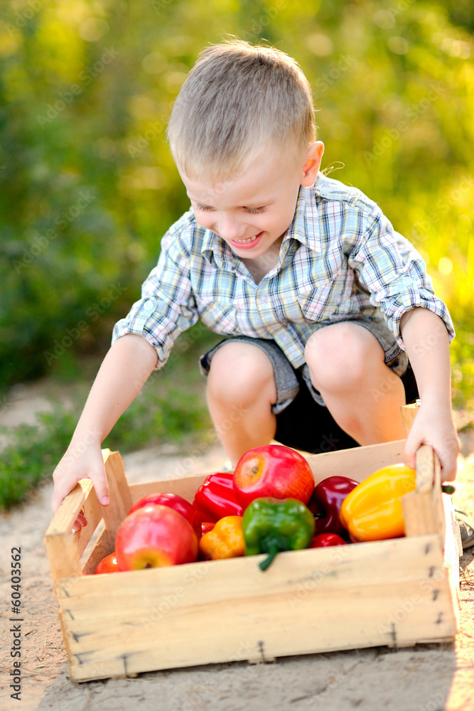 Fototapeta premium portrait of little stylish boy outdoors