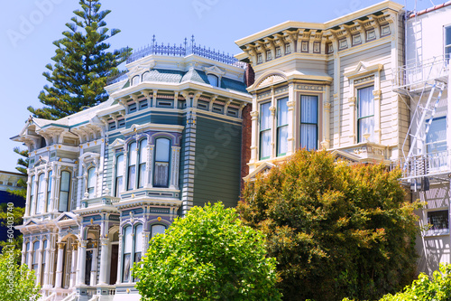 Фотография San Francisco Victorian houses in Pacific Heights California