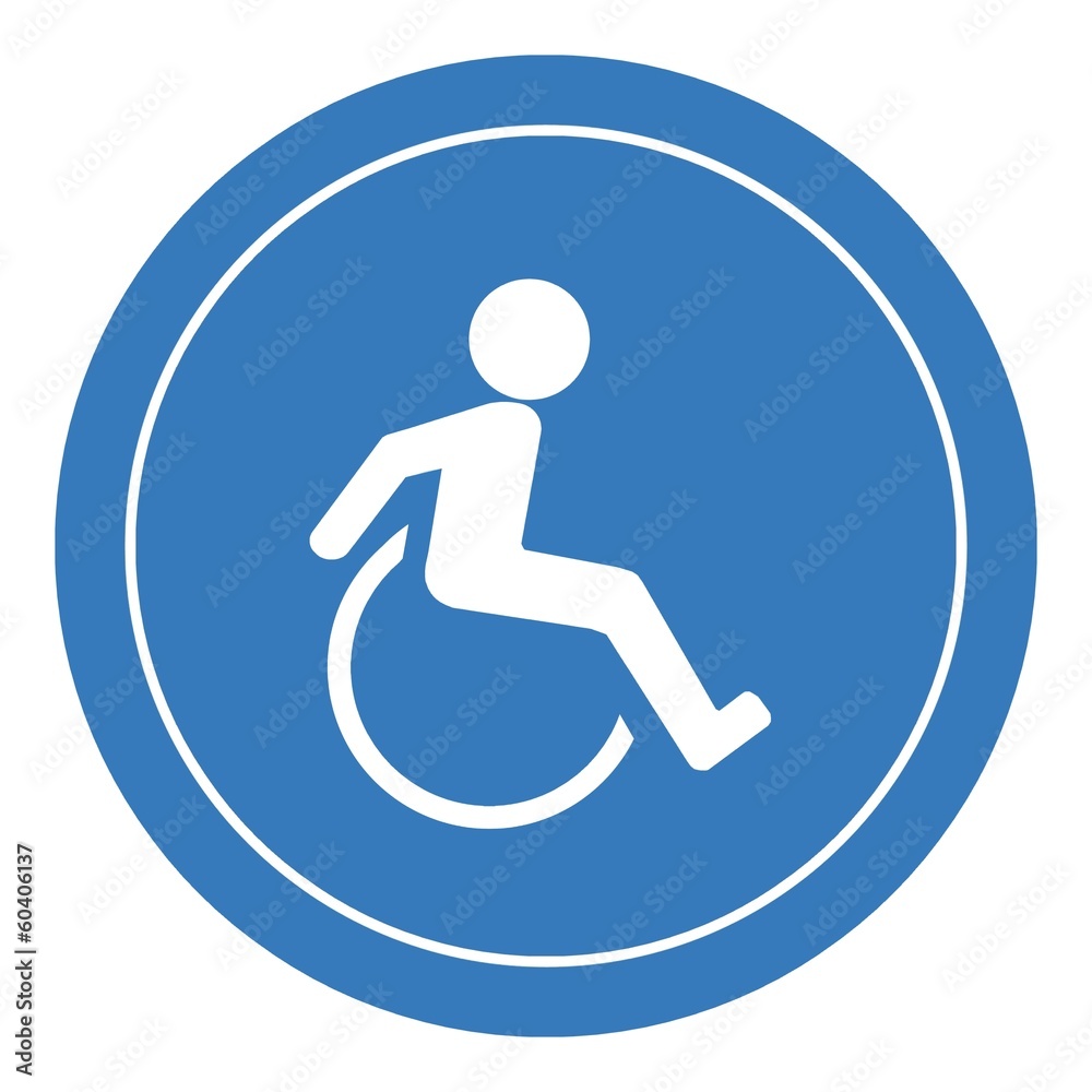 Personne handicapée en fauteuil roulant dans un panneau Personne handicapée en fauteuil roulant dans un panneau