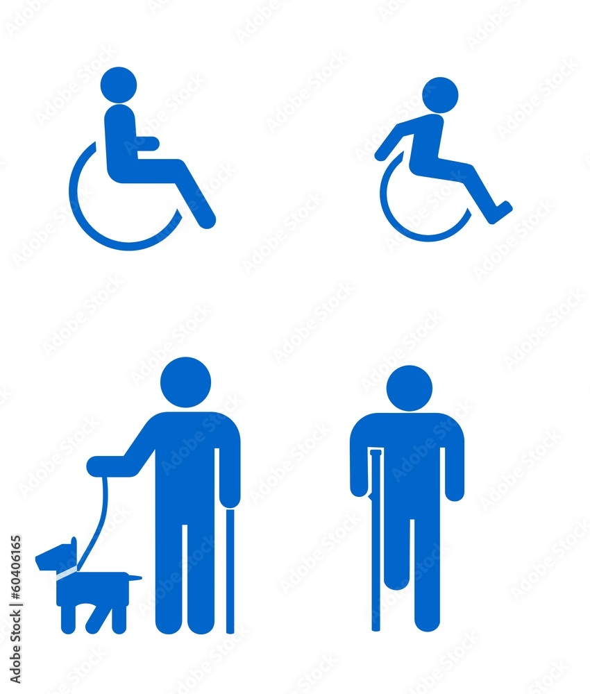 Fototapeta premium Personnes handicapées en 4 icônes