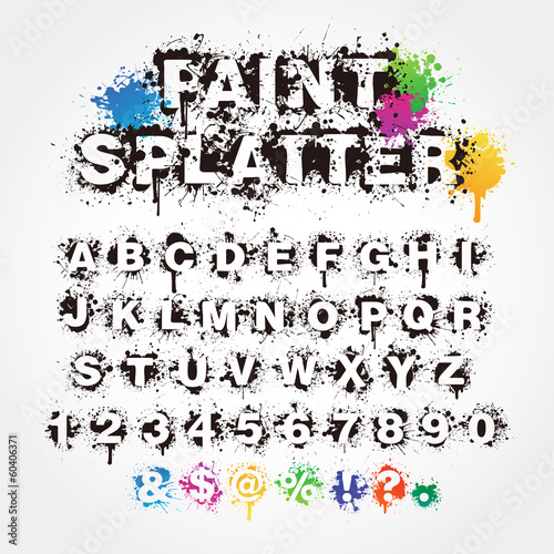 Paint splatter alphabet