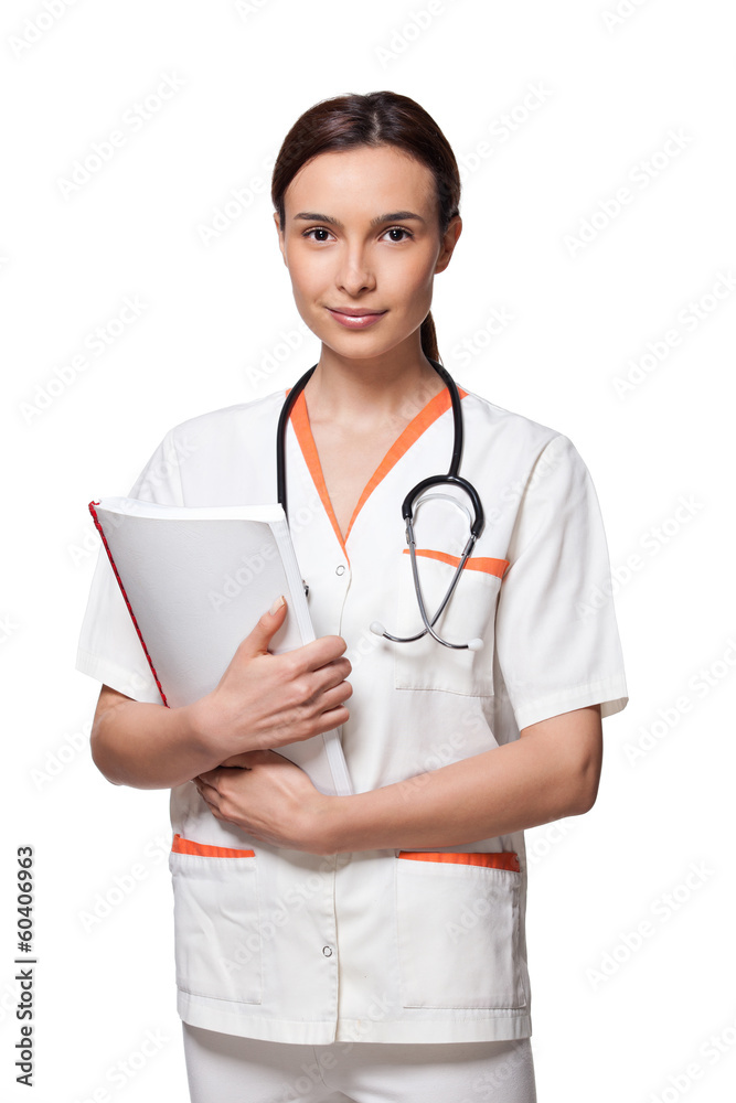 nurse or medicine student holding a file nurse or medicine student holding a file