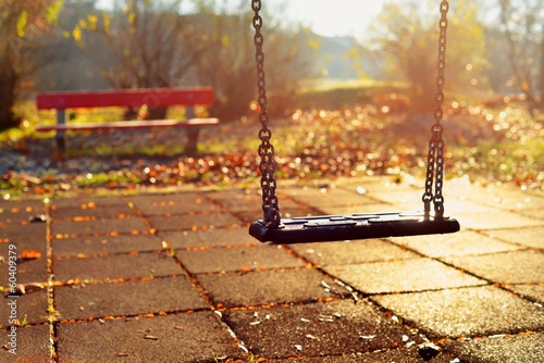 Playground swing in a park