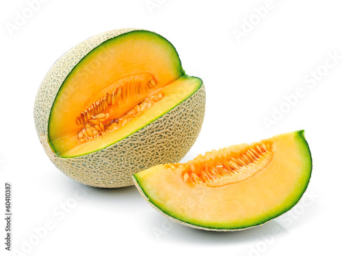 cantaloupe  melon on white background