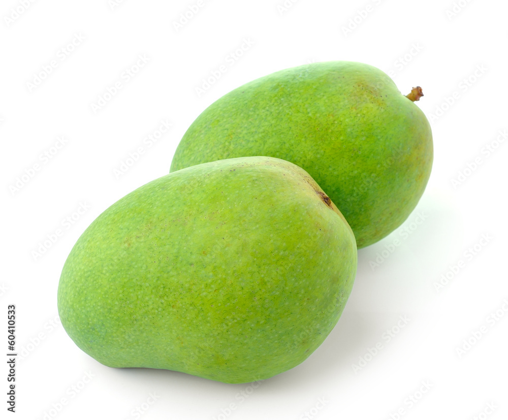 Green mango isolated on a white background Green mango isolated on a white background