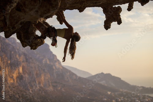 Photography Rock climber at sunset, Kalymnos Island, Greece