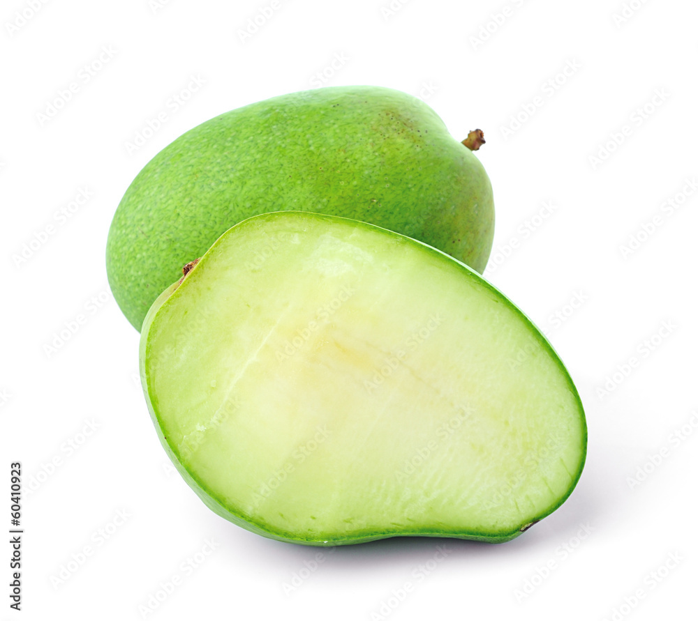 Green mango isolated on a white background Green mango isolated on a white background