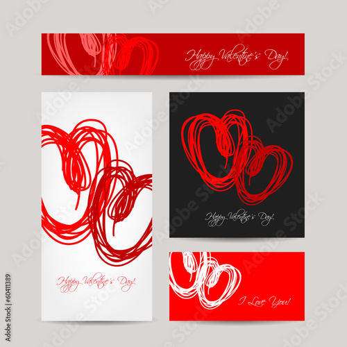 Set of valentine cards for your design
