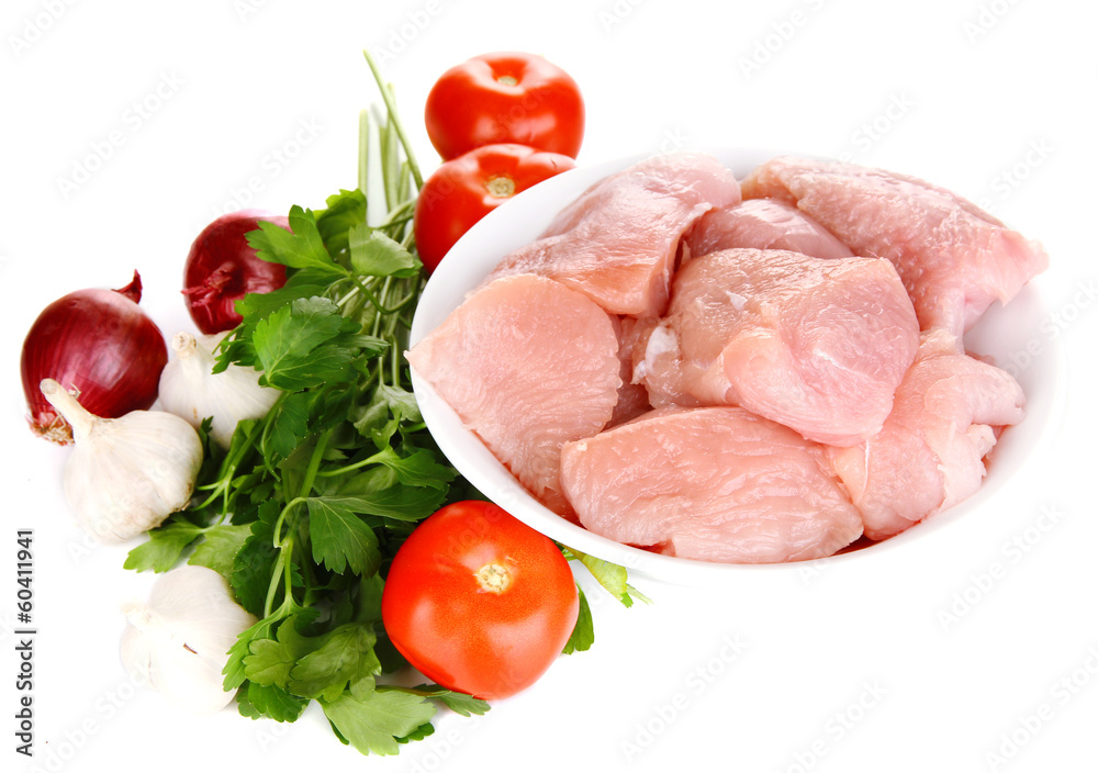 Raw turkey meat isolated on white