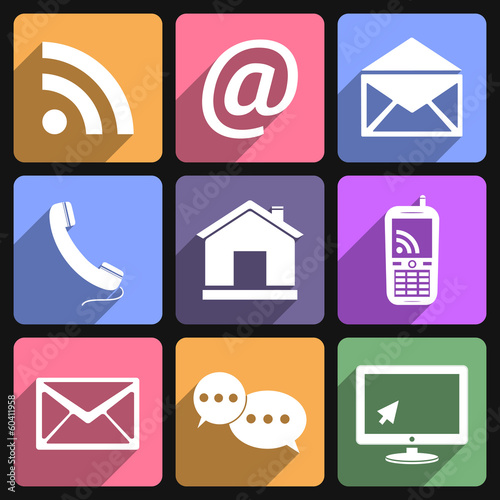 Contact & Communication Flat Icons
