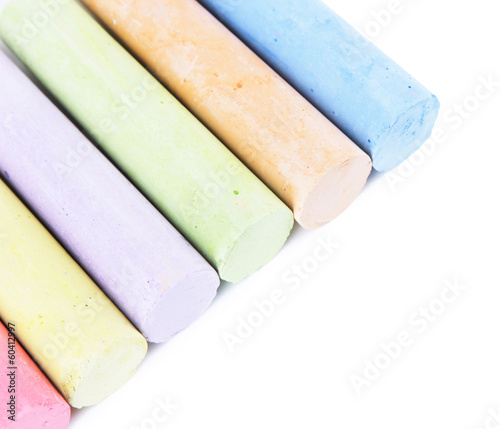 Chalks in variety of colors, isolated on white