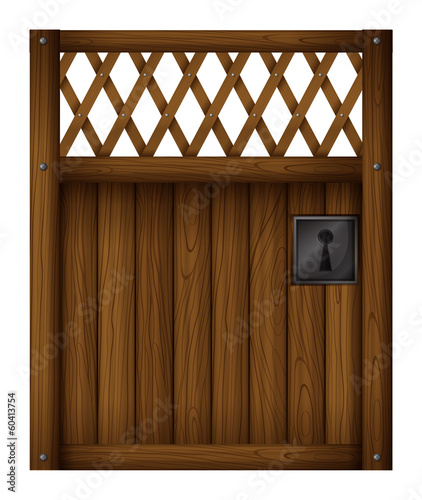 A wooden gate door