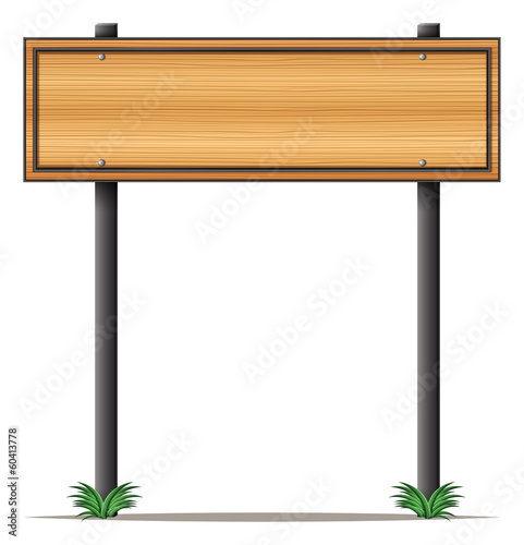 A rectangular wooden signboard