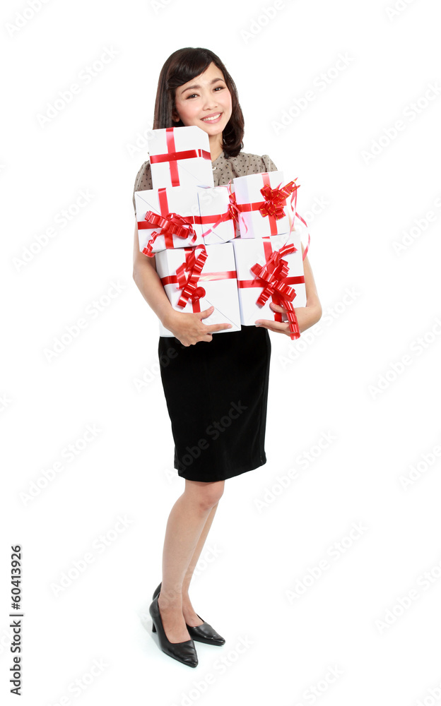 Young happy woman with gift box