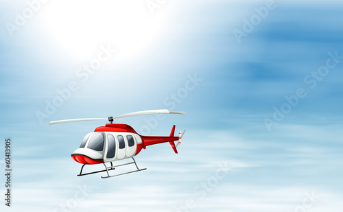 A sky with a chopper flying