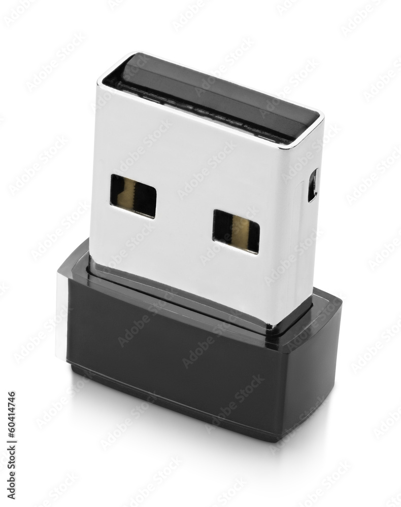 Wi-Fi Wireless USB Adapter isolated on white with clipping path Wi-Fi Wireless USB Adapter isolated on white with clipping path
