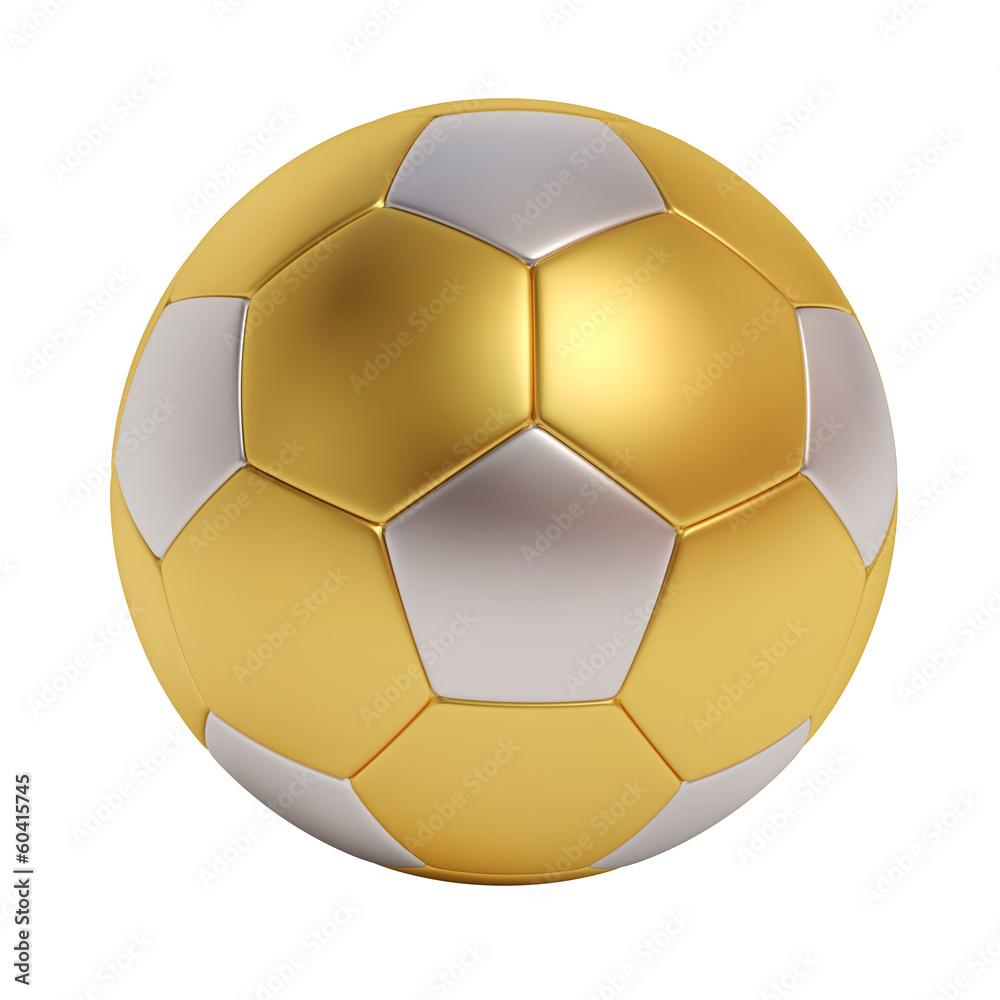 Soccer ball from two different metals isolated on white Soccer ball from two different metals isolated on white