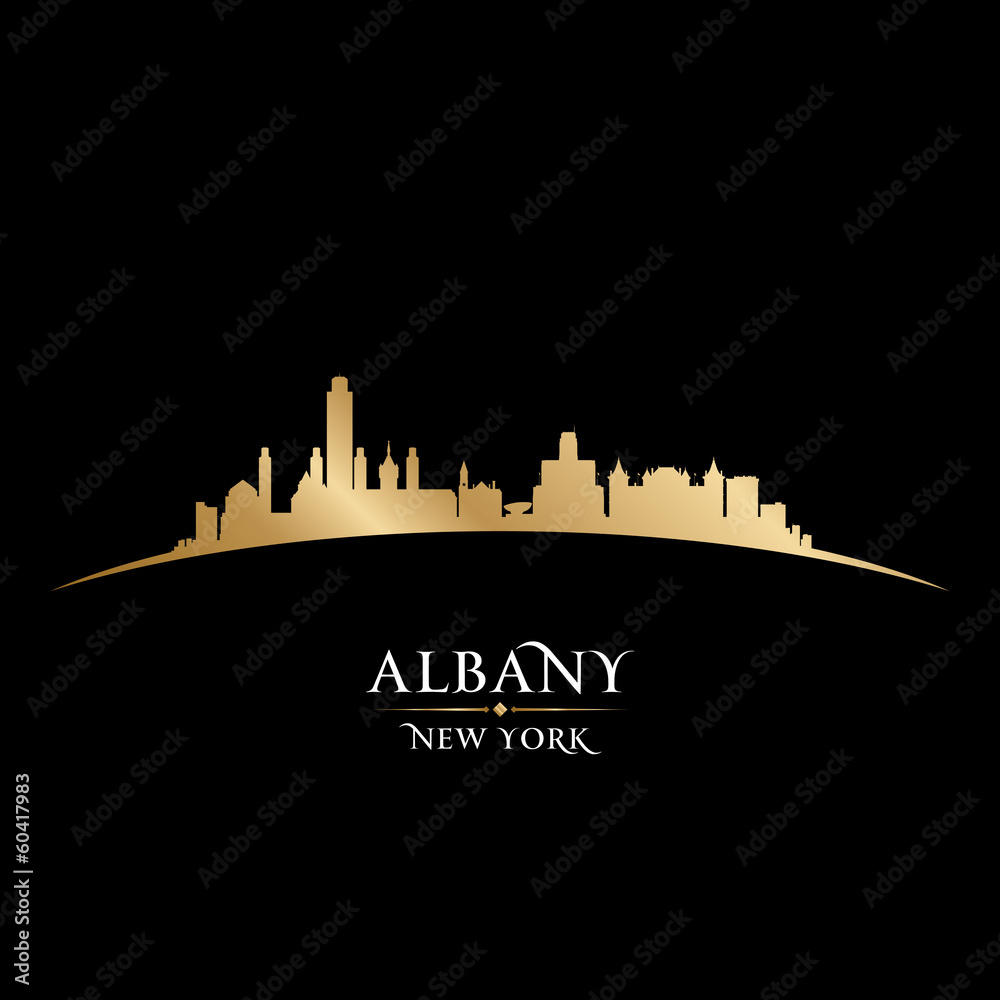 Albany New York city silhouette black background