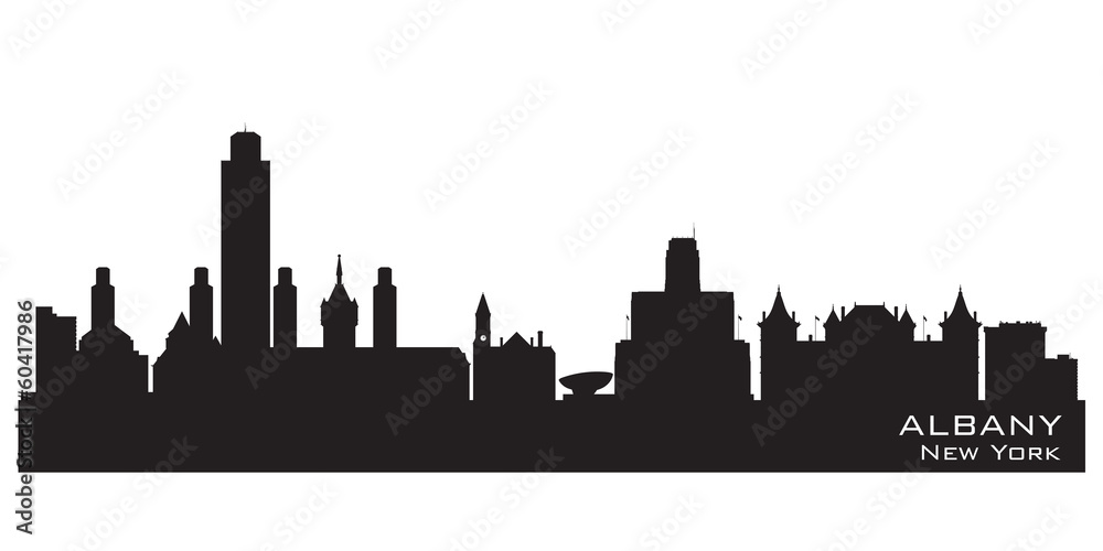 Albany New York city skyline vector silhouette