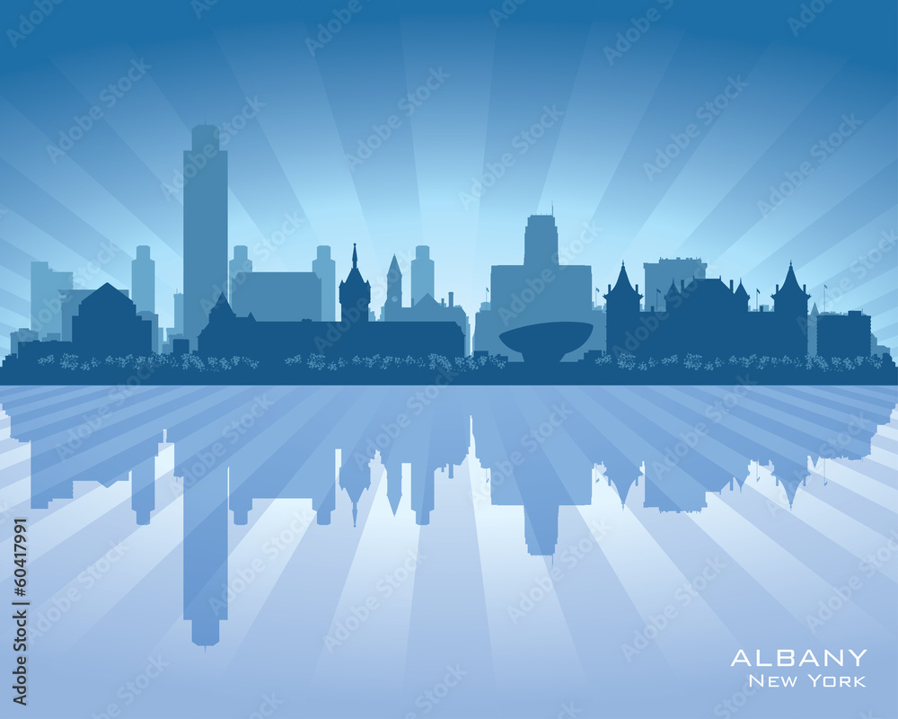 Albany New York city skyline vector silhouette