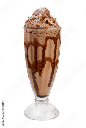 Glass of chocolate smoothie