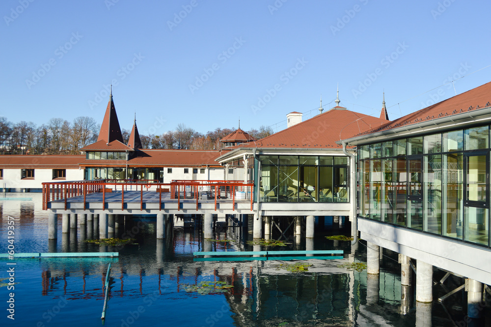 Heviz thermal lake and swimming pool spa resort in Hungary