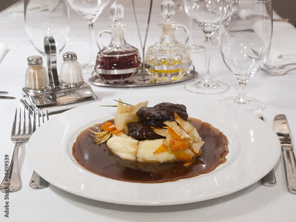 Stewed calfs cheek with mashed potatoes Stewed calfs cheek with mashed potatoes