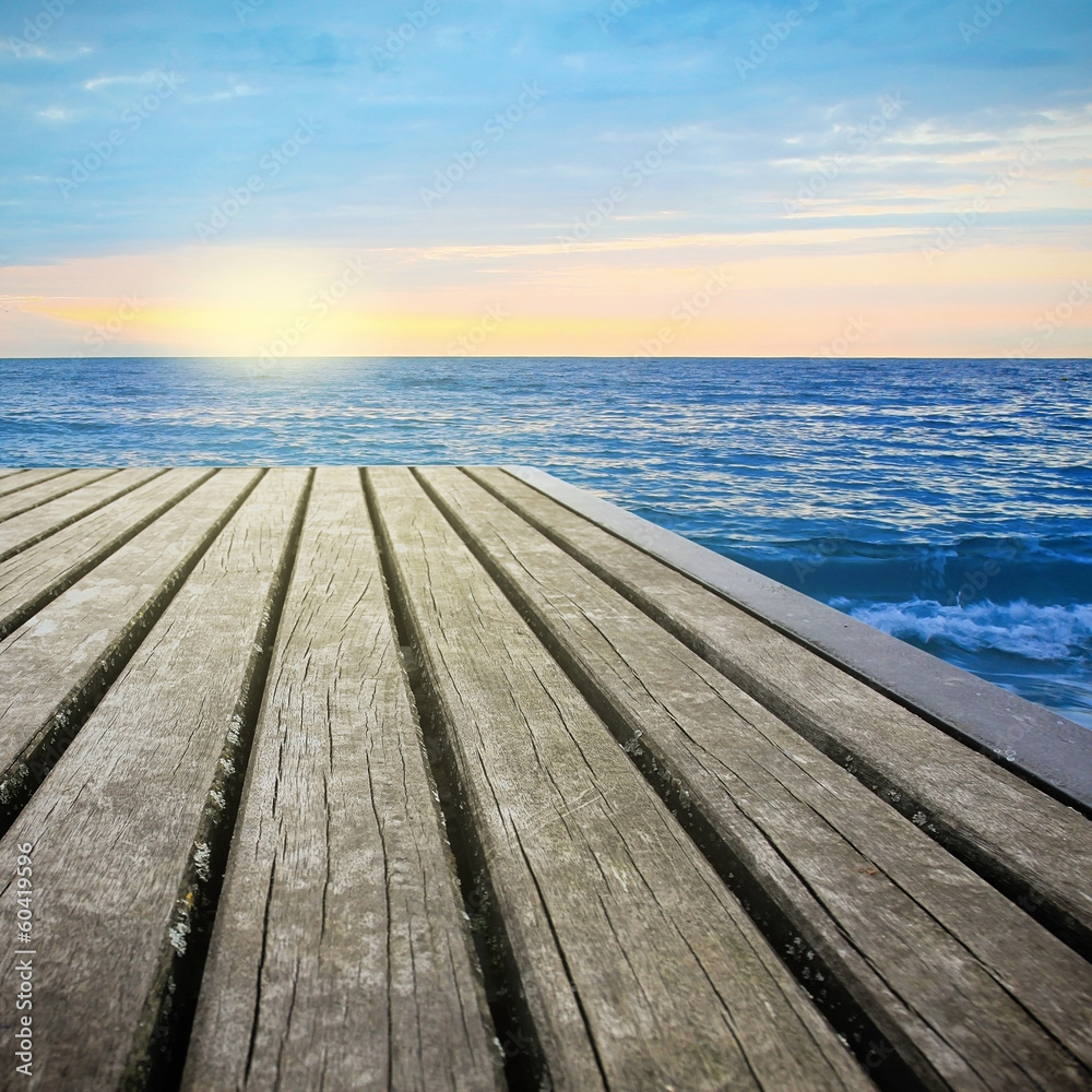 Pier path in sunset