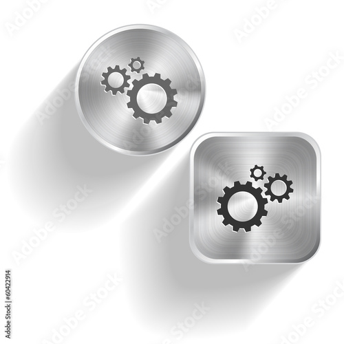 Gears. Vector set steel buttons