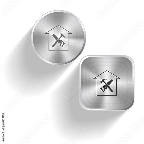 Workshop. Vector set steel buttons