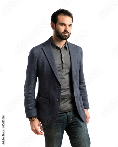 Young handsome man over isolated white background