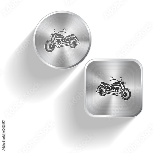 Motorcycle. Vector set steel buttons