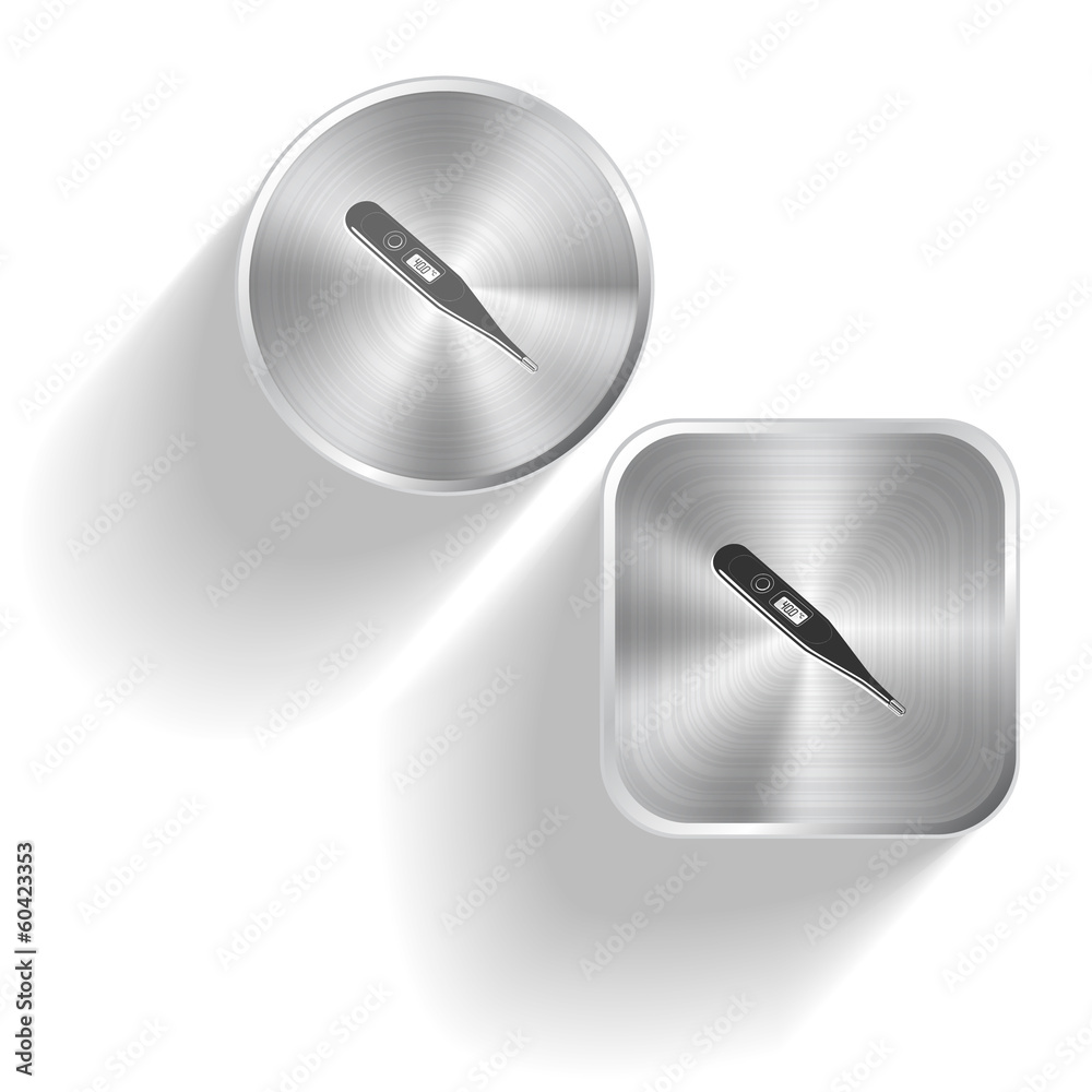 Thermometer. Shows 40 degrees Celsius. Vector set steel buttons Thermometer. Shows 40 degrees Celsius. Vector set steel buttons