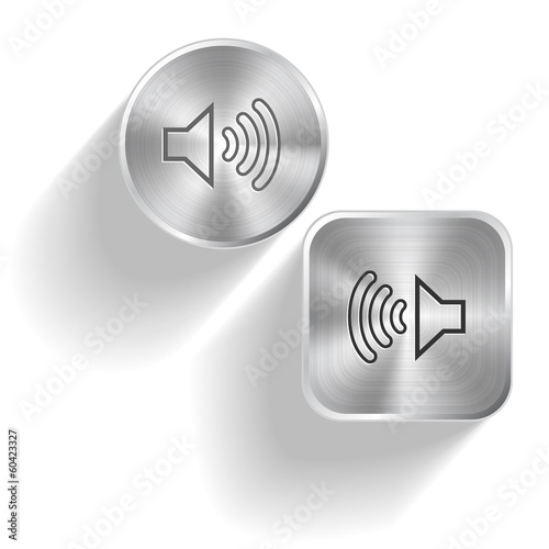 Loudspeaker. Vector set steel buttons