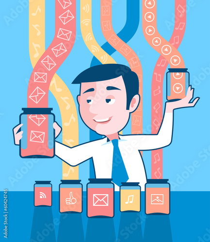 Man is gathering data