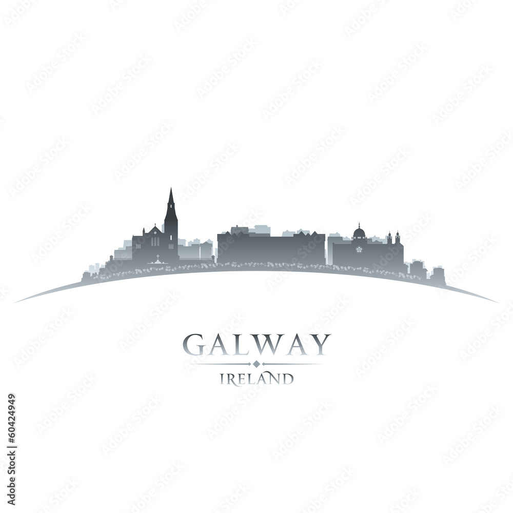Galway Ireland city skyline silhouette white background