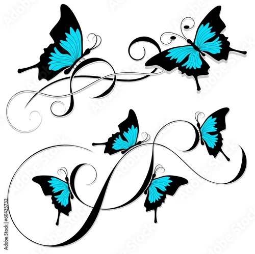 butterfly tattoo black blue