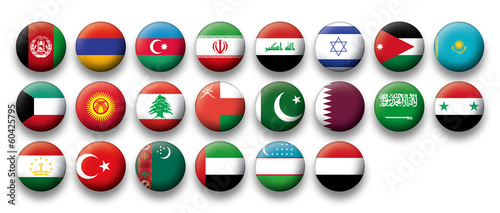Vector Set of buttons flags of Middle East