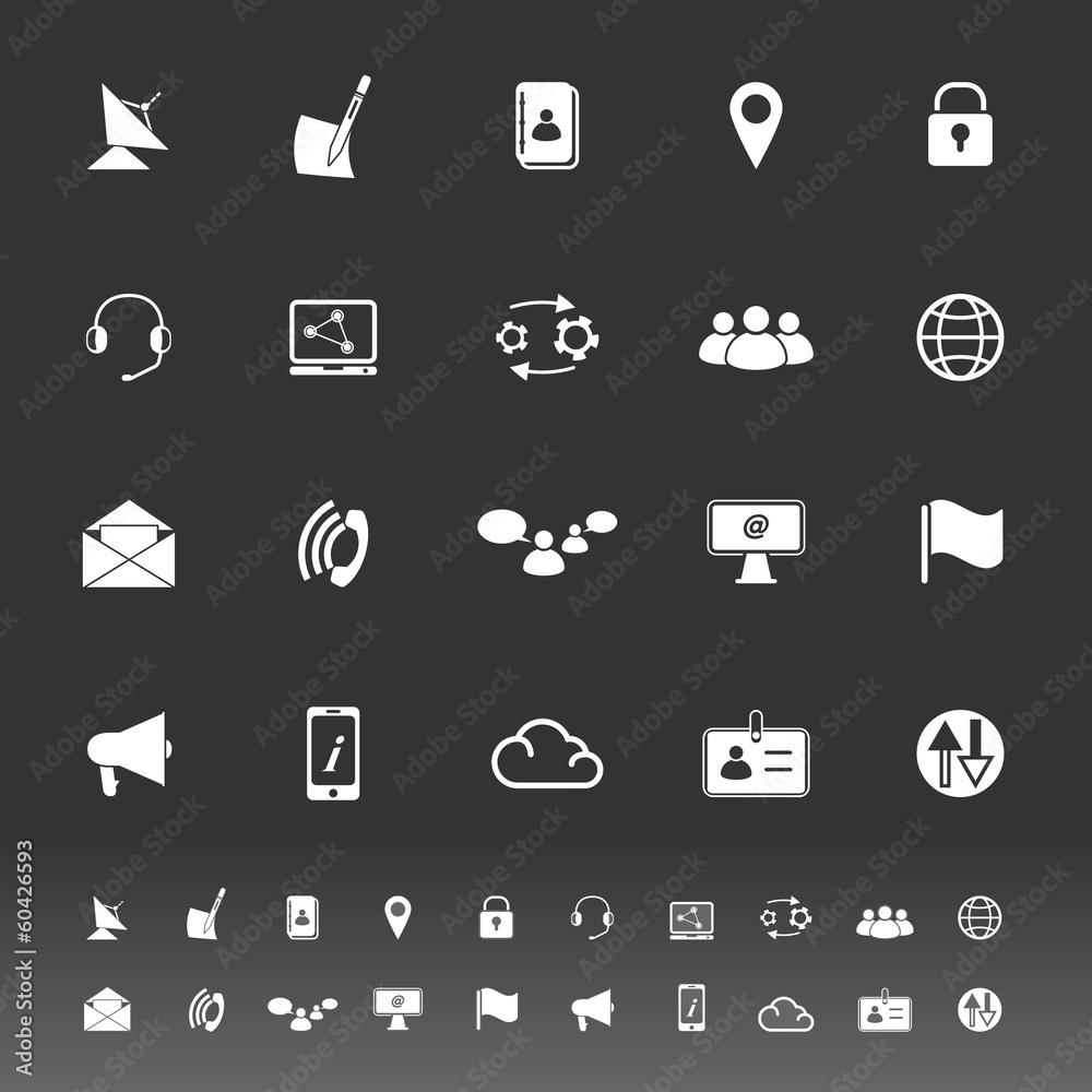 Communication icons on gray background