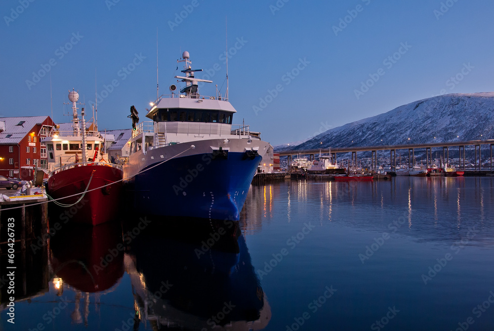 Naklejka premium The harbour in Tromso, Norway
