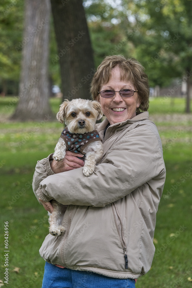 Adult Woman With Her Puppy