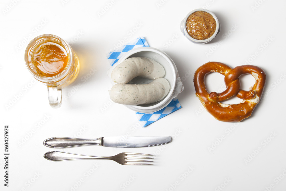 Bayerische Weißwurst mit Breze Bayerische Weißwurst mit Breze