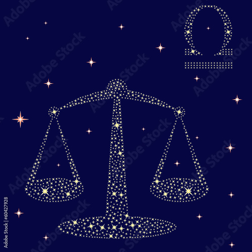 Zodiac sign Libra on the starry sky