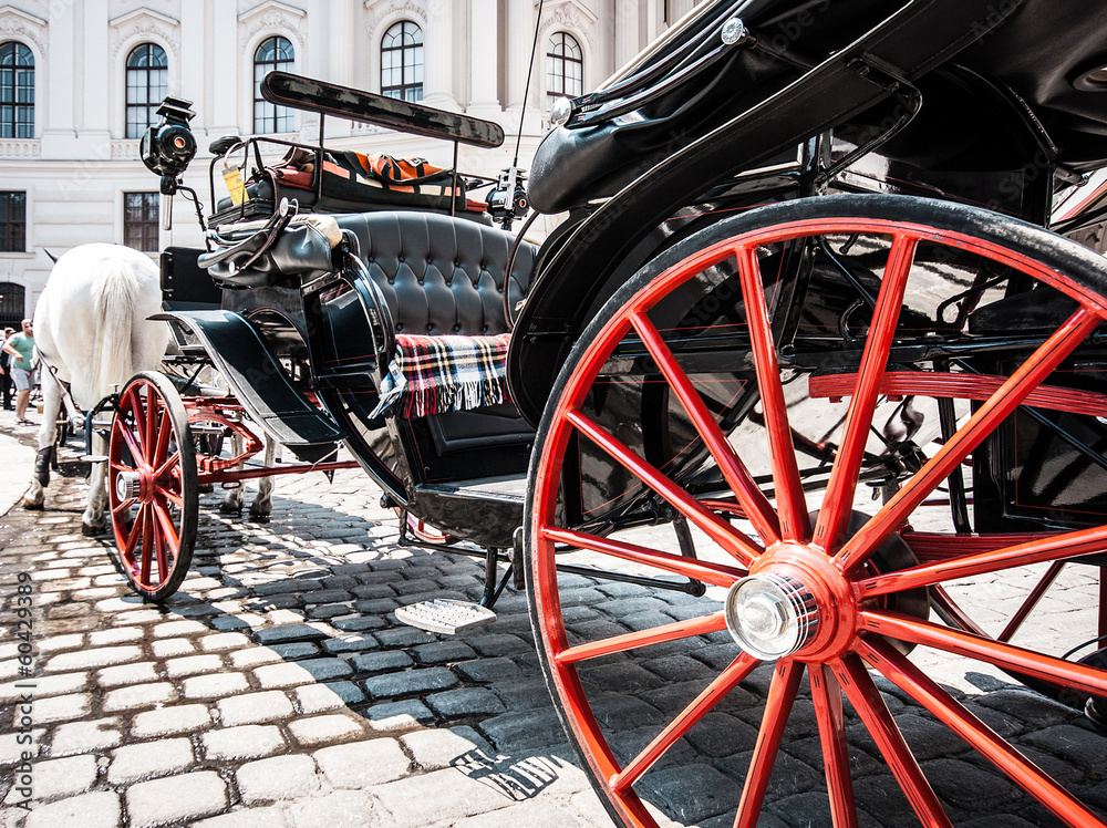 Traditional Fiaker carriage at Hofburg in Vienna, Austria