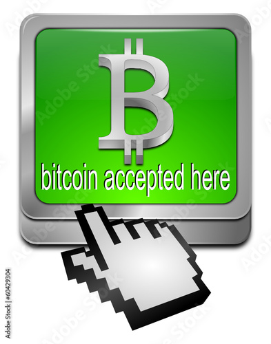 Bitcoin accepted here Button mit Cursor